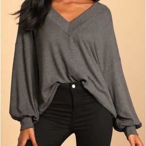 Personal Record Charcoal Grey Knit Balloon Top 🎈